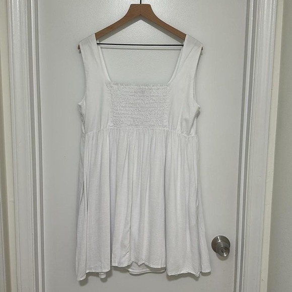 AND NOW THIS | Women's White Square-Neck Sleeveless Summer Mini Dress, Size XL - Picture 4 of 7